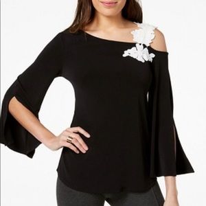 Alfani XL One-Shoulder Appliqué top